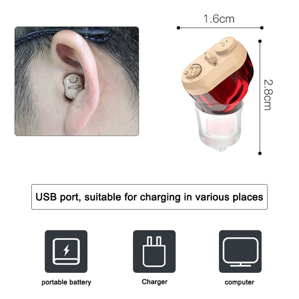 Hearing Aid for Seniors and Adults Rechargeable Hearing Aid Invisible Hearing Amplifier Sound Amplifier - Blue - 2