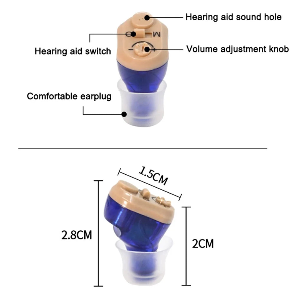 Hearing Aid for Seniors and Adults Rechargeable Hearing Aid Invisible Hearing Amplifier Sound Amplifier - Blue - 3