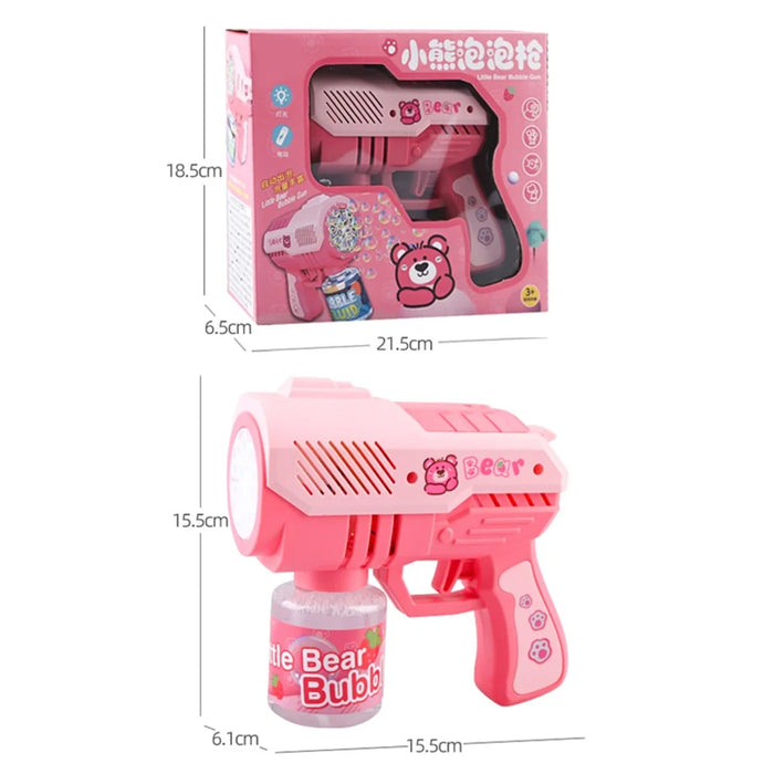 Children 10-holes Electric Bubble Machine Automatic Bubble Gun with Light - 9960 / Pink - 5