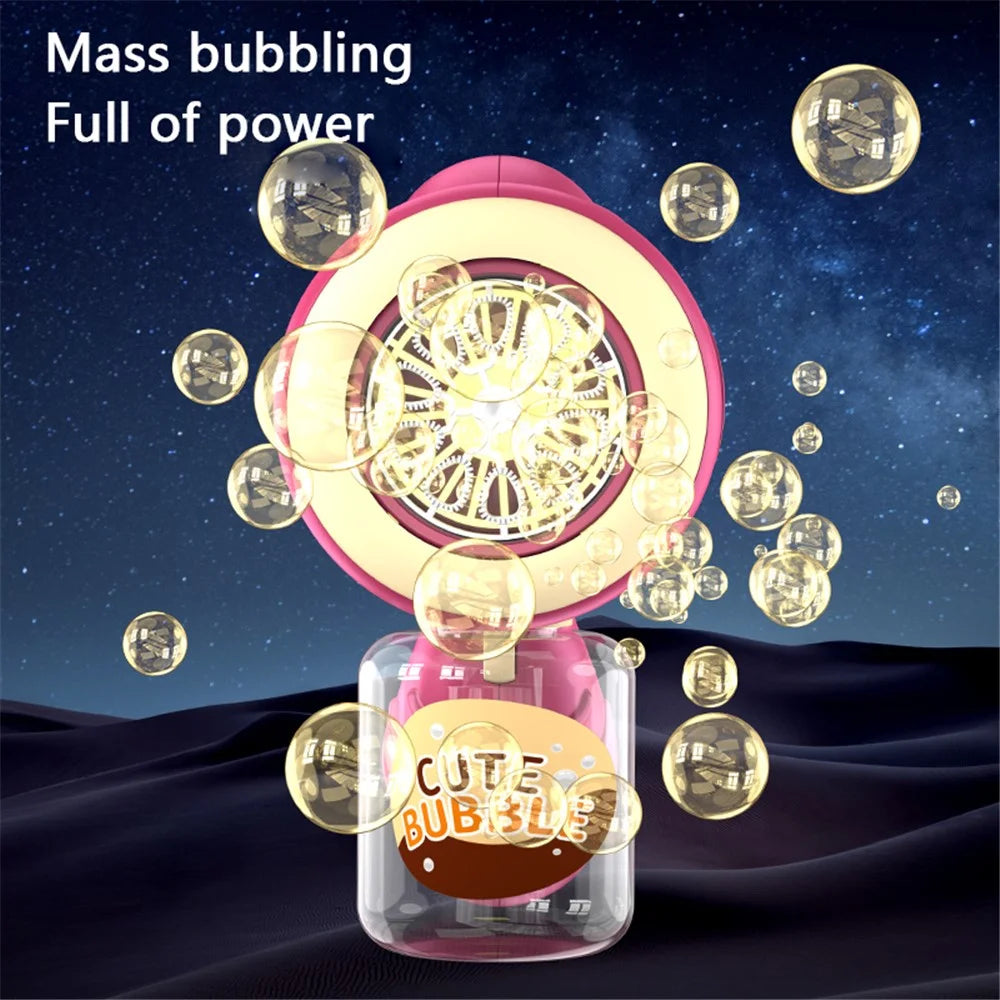 622 Cartoon Bear Pattern Electric Bubble Gun Kids Toy Soap Bubbles Generator with Light - Purplish Red - 6