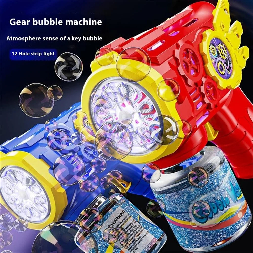 Bubble Gun Machine with 1 Bottle Refill Solution for Kids Automatic Light Up Bubble Blower Outdoor Play Gift - Blue - 3