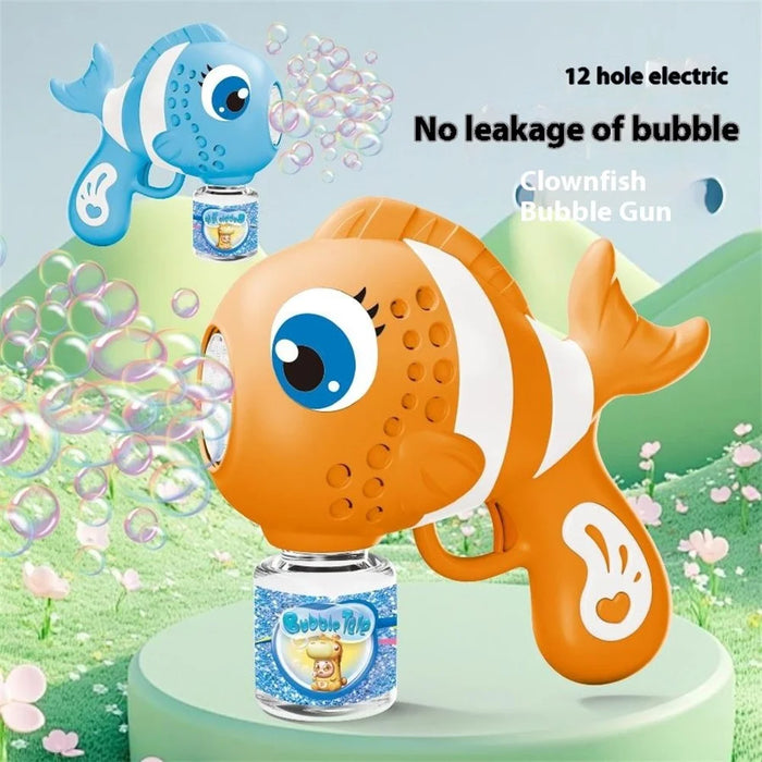 Electric Clownfish Shaped Bubble Machine with 1 Bottle Bubble Solution Automatic Bubble Blower for Kids - Blue - 2