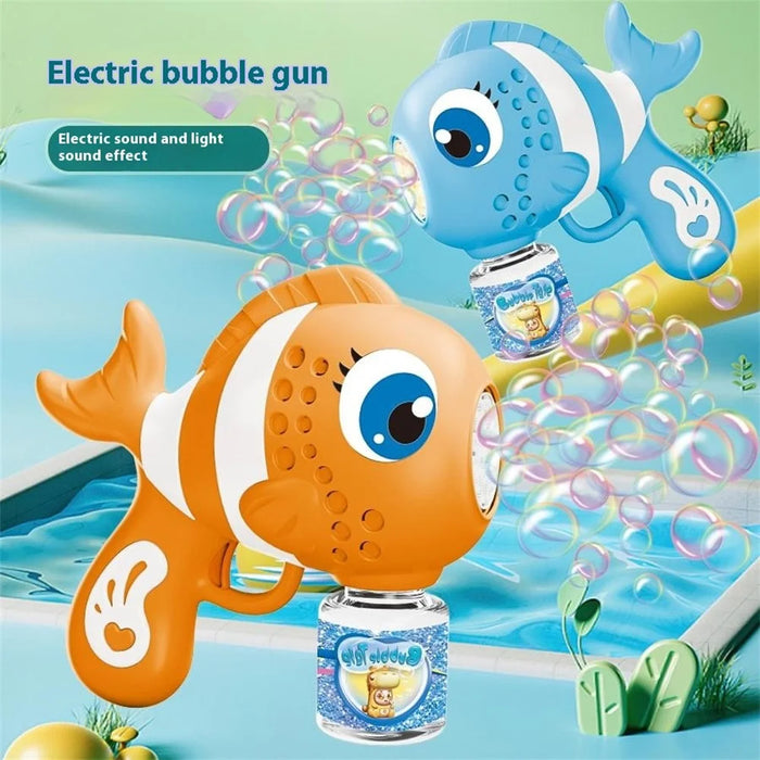 Electric Clownfish Shaped Bubble Machine with 1 Bottle Bubble Solution Automatic Bubble Blower for Kids - Blue - 4
