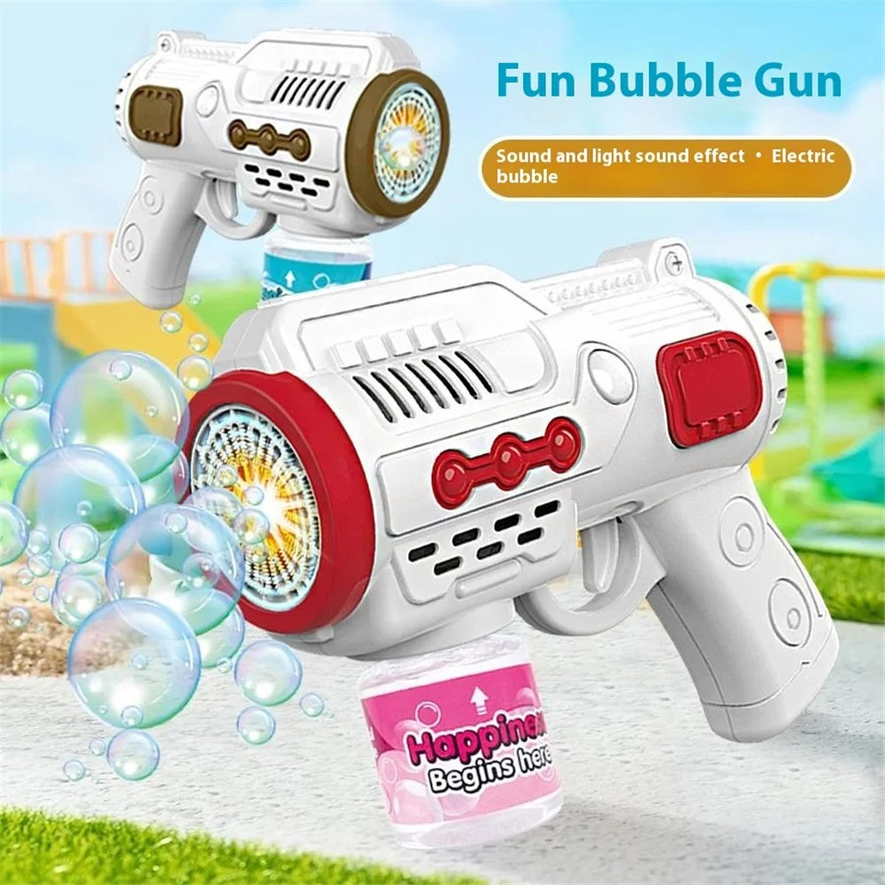 979-1 Automatic Bubble Machine 10-Hole Handheld Bubble Gun Kids Bubble Generator Toy with Light - White+Red - 2