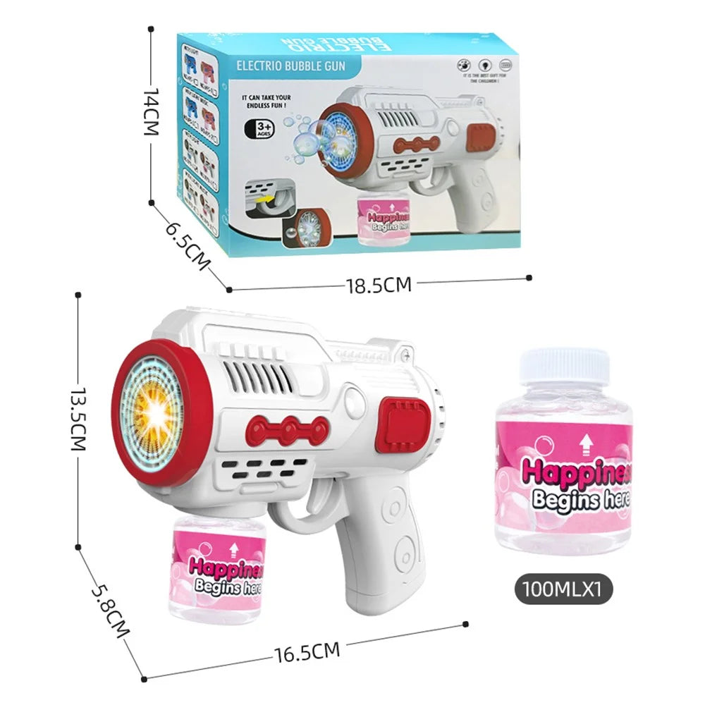 979-1 Automatic Bubble Machine 10-Hole Handheld Bubble Gun Kids Bubble Generator Toy with Light - White+Red - 6
