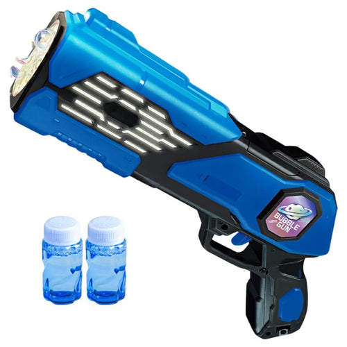 333-29 Auto Bubble Machine Toy for Kids Handheld Electric Bubble Gun Multiple Holes Colorful Bubbles with LED Lights - Blue - 1