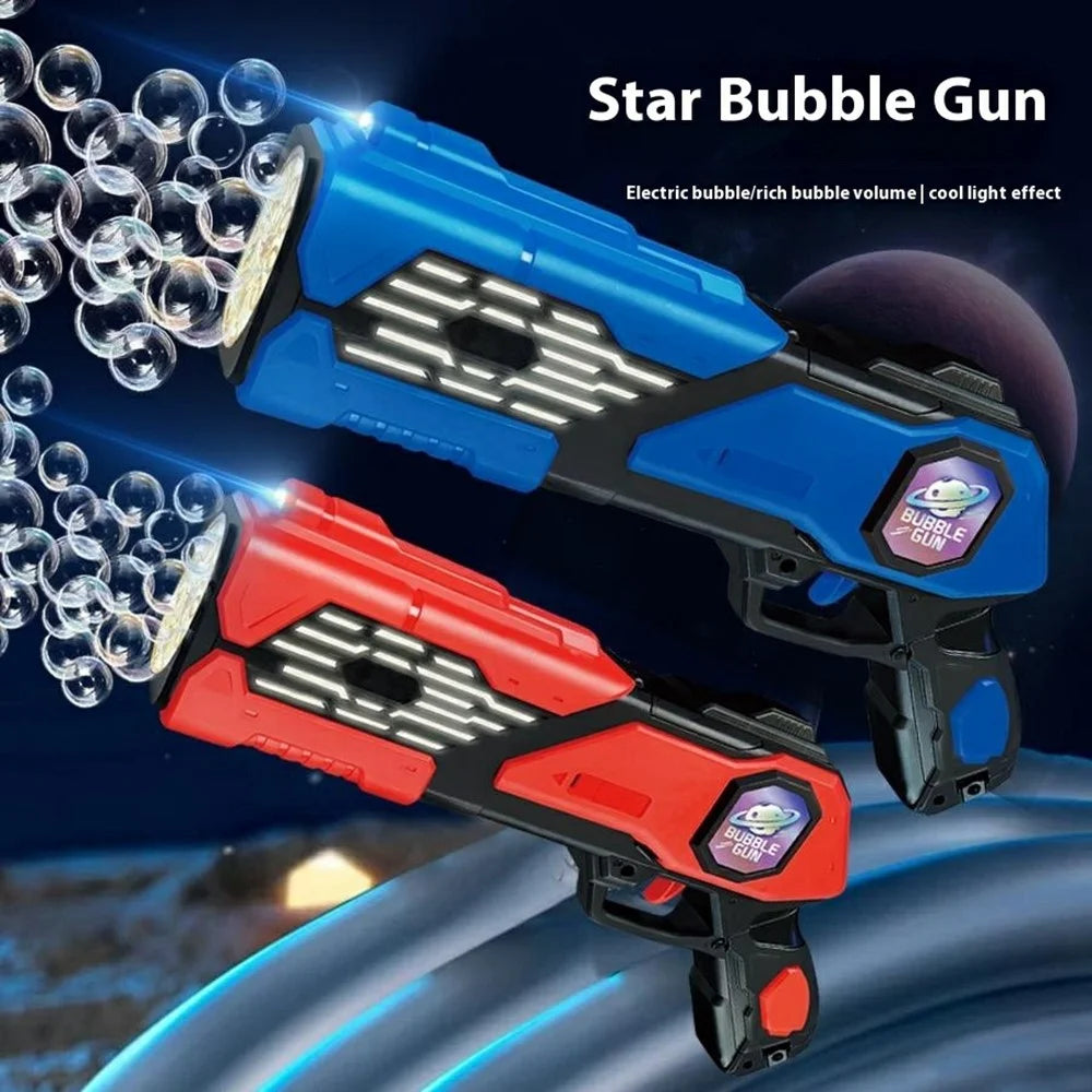 333-29 Auto Bubble Machine Toy for Kids Handheld Electric Bubble Gun Multiple Holes Colorful Bubbles with LED Lights - Blue - 2