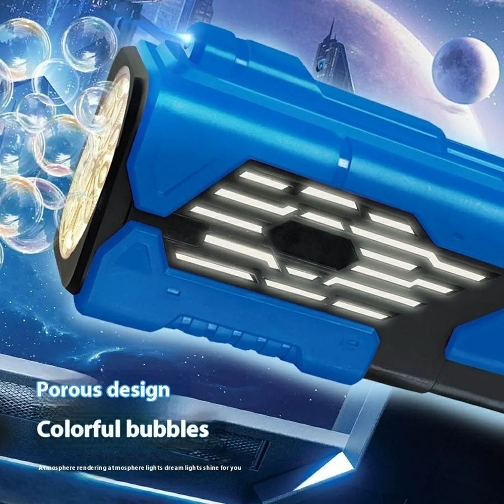 333-29 Auto Bubble Machine Toy for Kids Handheld Electric Bubble Gun Multiple Holes Colorful Bubbles with LED Lights - Blue - 5