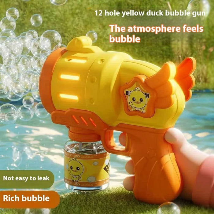 333-18 Bubble Machine Toy Electric Handheld Automatic Multi-Hole Bubble Gun for Kids - Yellow - 2