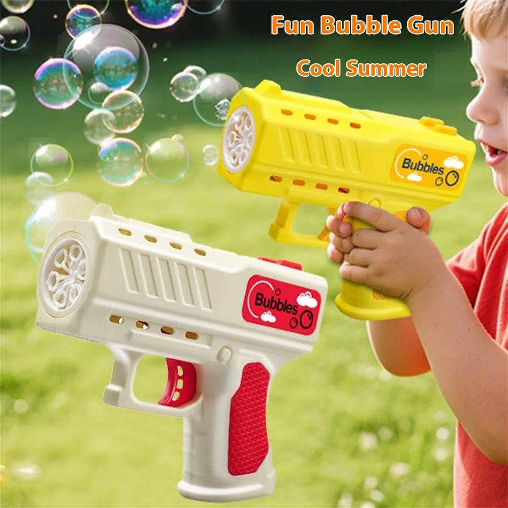 ZH828 Electric Bubble Gun Machine for Kids Outdoor Fun 6-Hole Automatic Blower Children's Toy Gift - Yellow + Orange - 2