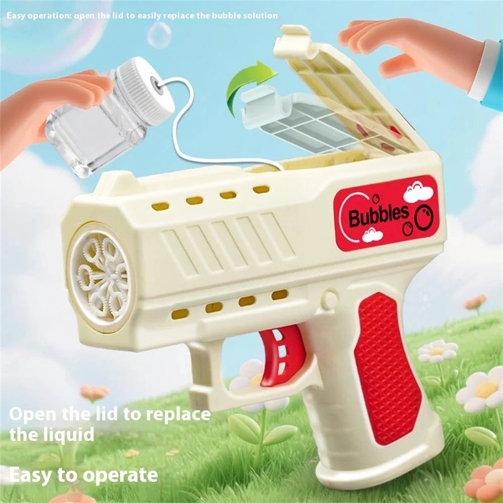 ZH828 Electric Bubble Gun Machine for Kids Outdoor Fun 6-Hole Automatic Blower Children's Toy Gift - Yellow + Orange - 3
