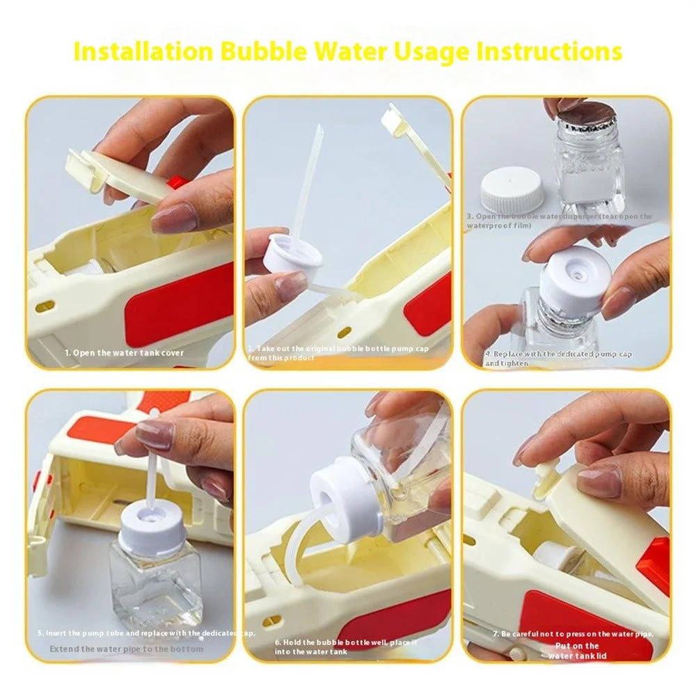 ZH828 Electric Bubble Gun Machine for Kids Outdoor Fun 6-Hole Automatic Blower Children's Toy Gift - Yellow + Orange - 6