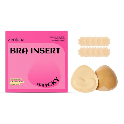 ZERILUNA 1 Pair Breathable Adhesive Breast Lift Tape and 5 Pairs Reusable Invisible Nipple Covers Set - 1