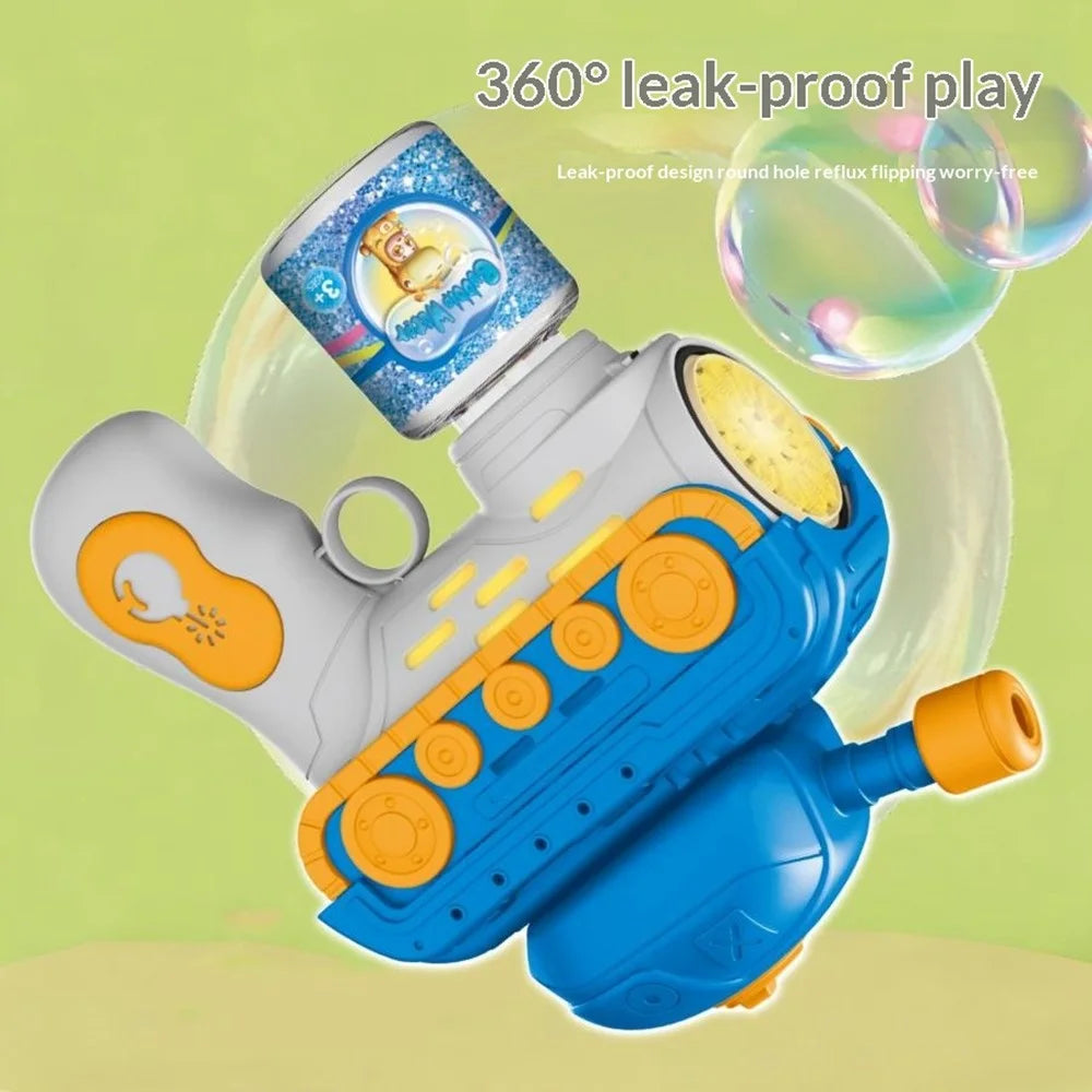 Kids Electric Tank Bubble Gun Outdoor 12 Holes Automatic Bubble Machine Handheld Toy with Bubble Solution Bottle - Green - 4