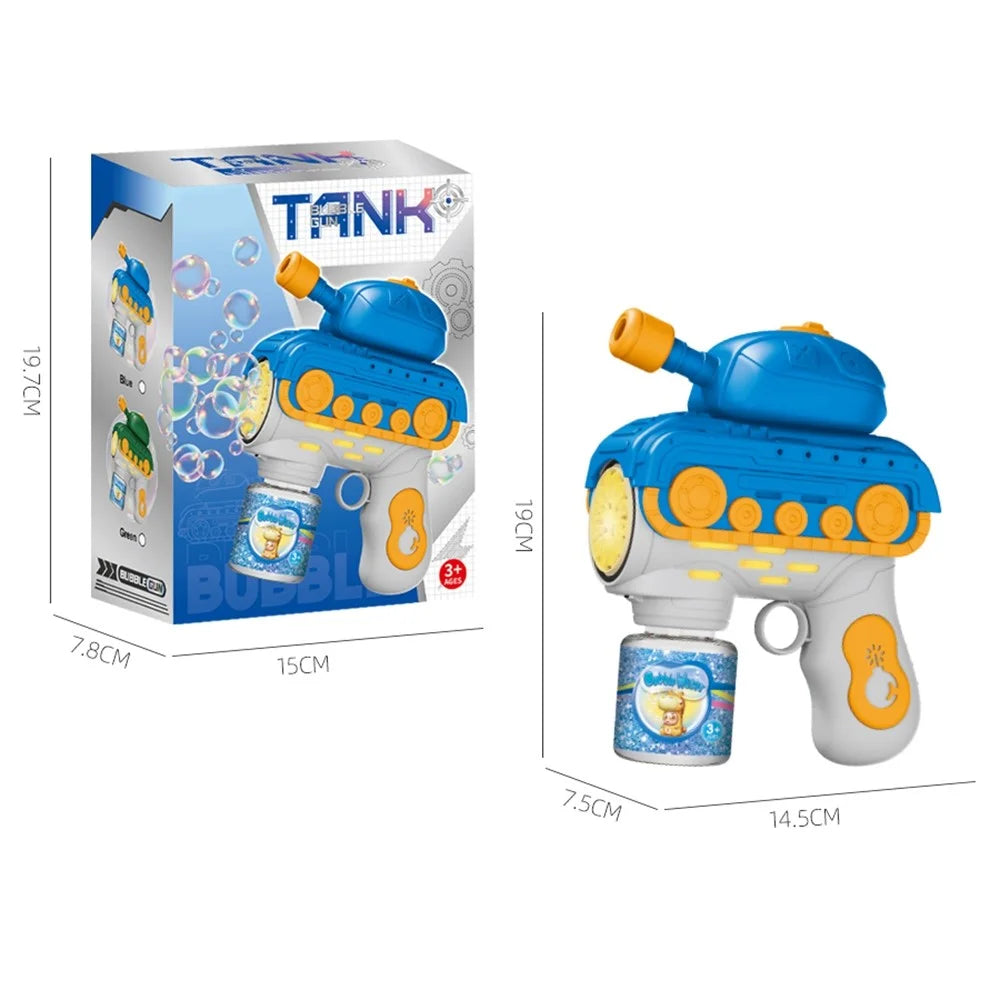 Kids Electric Tank Bubble Gun Outdoor 12 Holes Automatic Bubble Machine Handheld Toy with Bubble Solution Bottle - Green - 5