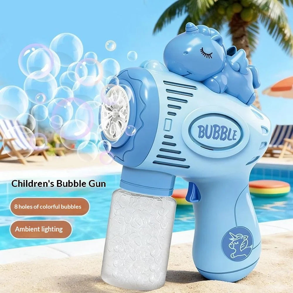 6601-60 / 61 / 65 / 66 Electric Bubble Gun Toy Automatic Handheld Multi-Hole Bubble Maker Toy with LED Light for Kids - Pink  /  Unicorn - 5