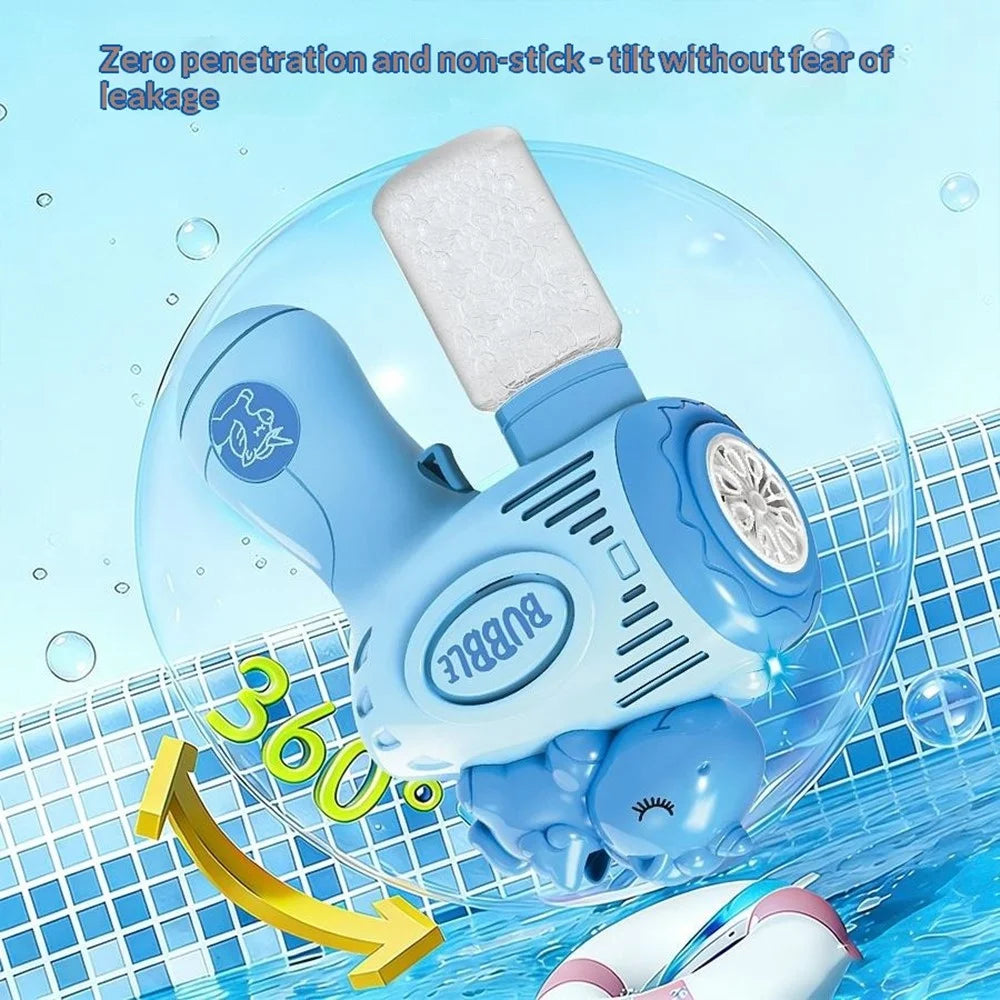 6601-60 / 61 / 65 / 66 Electric Bubble Gun Toy Automatic Handheld Multi-Hole Bubble Maker Toy with LED Light for Kids - Pink  /  Unicorn - 6