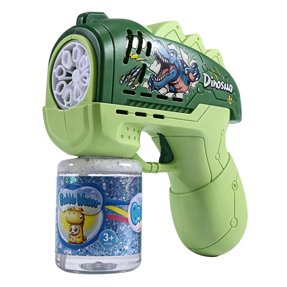 333-01A Cartoon Dinosaur Bubble Gun Toy Portable Electric Automatic Bubble Machine LED Lights Outdoor Kids Toy - Green - 1