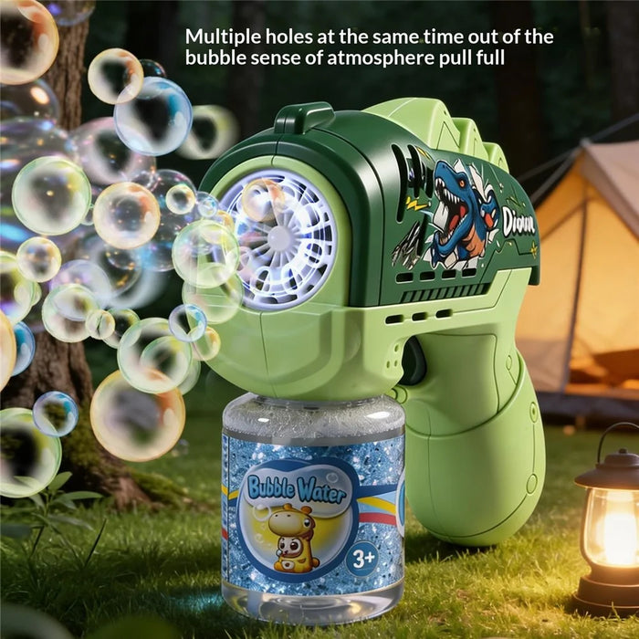 333-01A Cartoon Dinosaur Bubble Gun Toy Portable Electric Automatic Bubble Machine LED Lights Outdoor Kids Toy - Green - 4