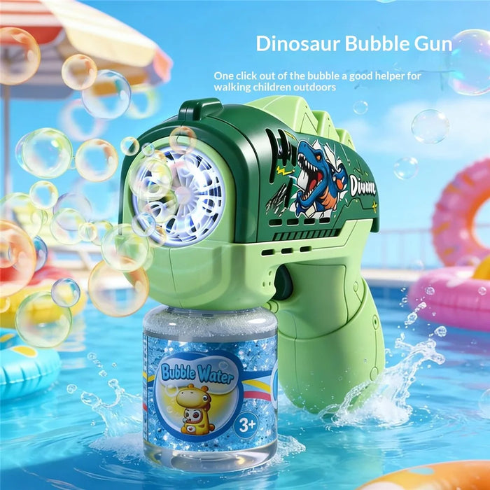 333-01A Cartoon Dinosaur Bubble Gun Toy Portable Electric Automatic Bubble Machine LED Lights Outdoor Kids Toy - Green - 5