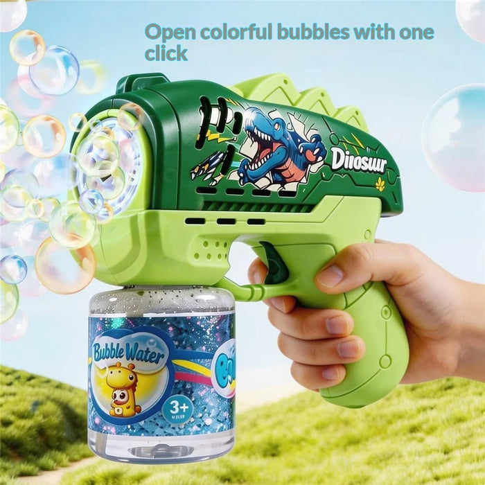 333-01A Cartoon Dinosaur Bubble Gun Toy Portable Electric Automatic Bubble Machine LED Lights Outdoor Kids Toy - Green - 6