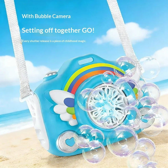 333-61 Electric Rechargeable Camera Bubble Machine Kids Camera-Shaped Bubble Maker Toy with Lights Music Effects - Blue - 4