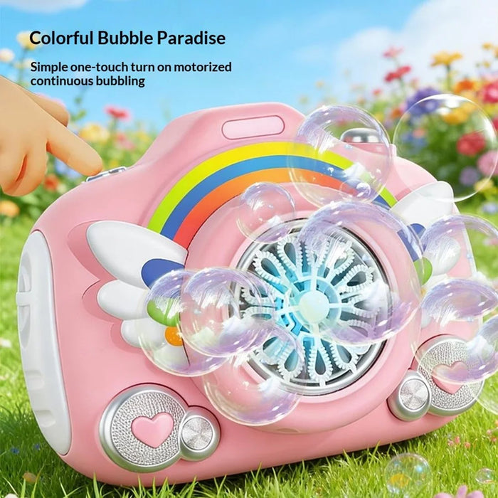 333-61 Electric Rechargeable Camera Bubble Machine Kids Camera-Shaped Bubble Maker Toy with Lights Music Effects - Blue - 7