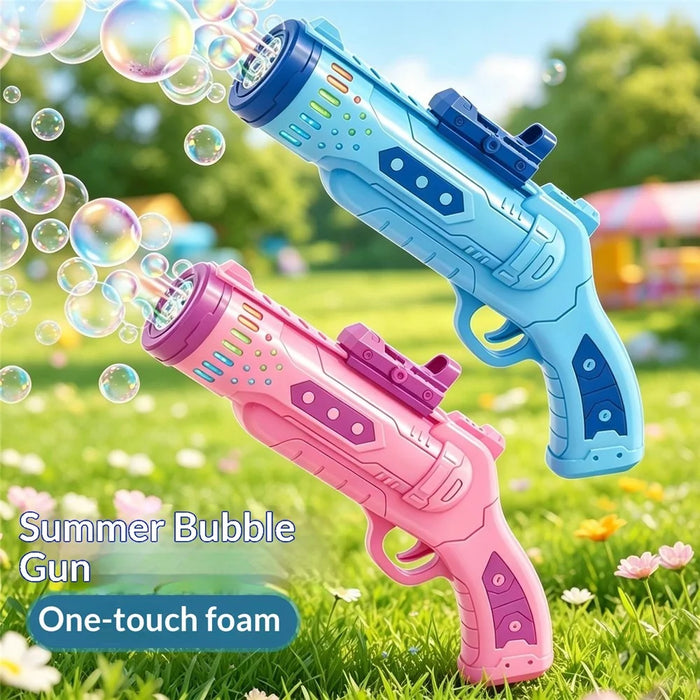 6601-36 Electric Bubble Gun Multi-Hole Gatling Bubble Maker LED Light Kids Toy with 60ml Bubble Solution for Outdoor - Pink - 5