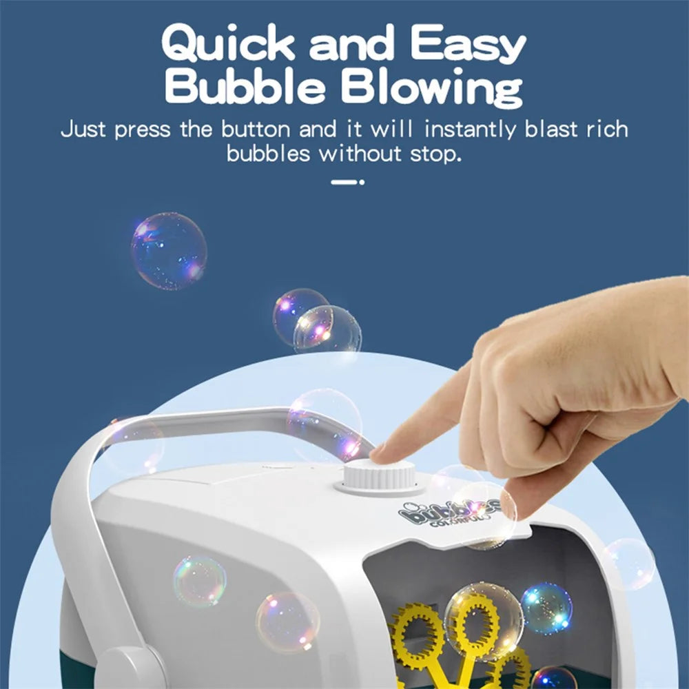 V08 Bubble Machine Automatic Bubble Blower Bubble Maker 3000+ Bubbles Per Minute Toddler Toy (Built-in Battery) - Blue / White - 3