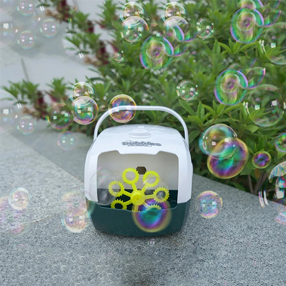 V08 Bubble Machine Automatic Bubble Blower Bubble Maker 3000+ Bubbles Per Minute Toddler Toy (Built-in Battery) - Blue / White - 5