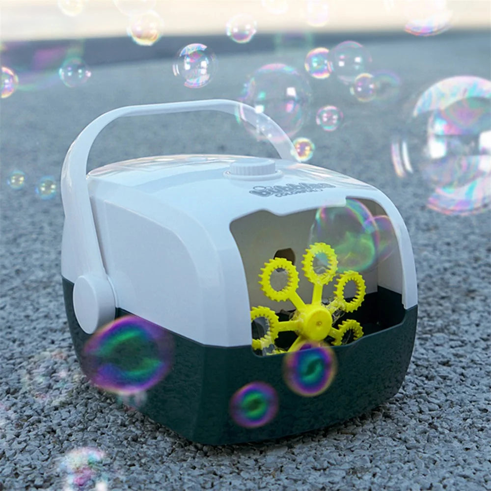 V08 Bubble Machine Kids Outdoor Toy Automatic Bubble Blower Maker for Parties, Wedding, Birthday Gifts (without Battery) - Blue / White - 6