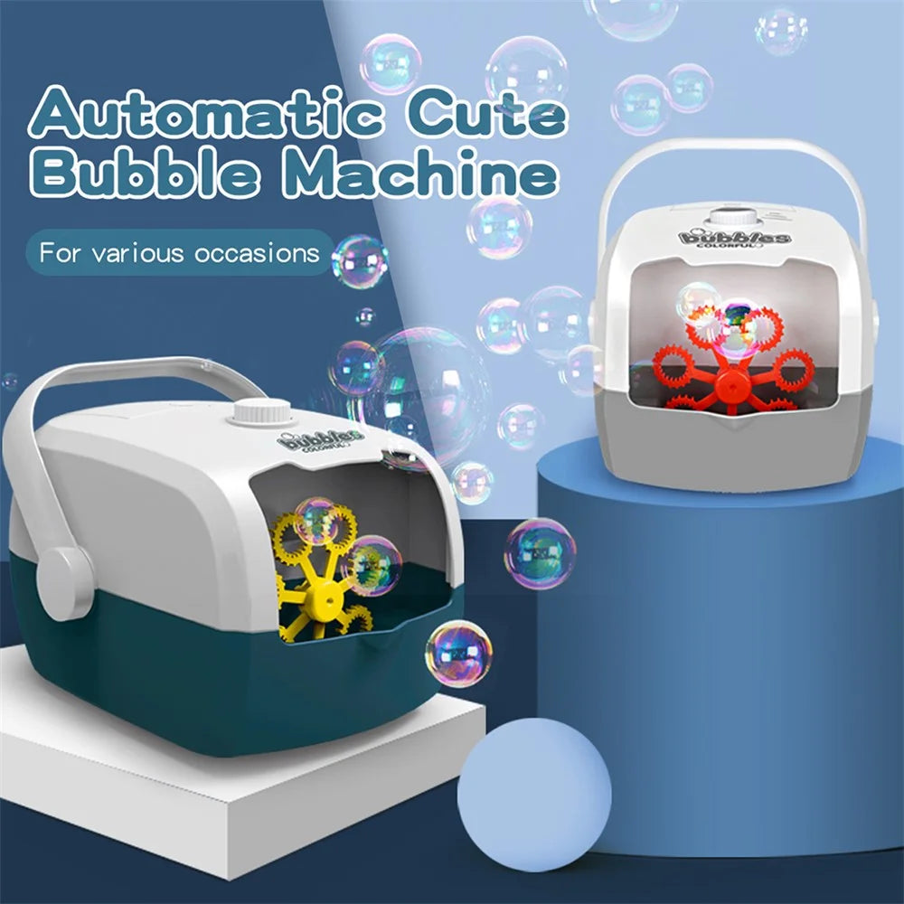 V08 Bubble Machine Kids Outdoor Toy Automatic Bubble Blower Maker for Parties, Wedding, Birthday Gifts (without Battery) - Blue / White - 7