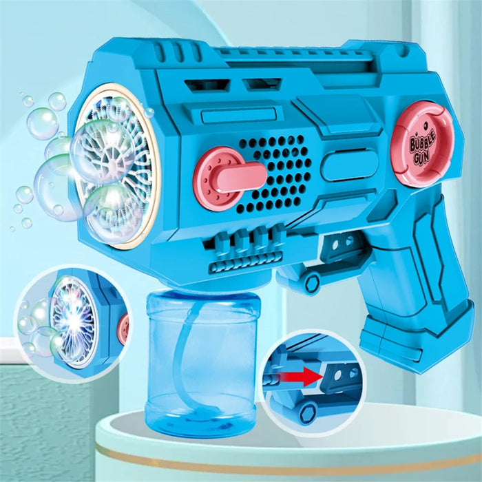 695-1 Toddler Automatic Bubble Maker Electric Toy Kids Bubble Machine Birthday Gift - Blue - 4