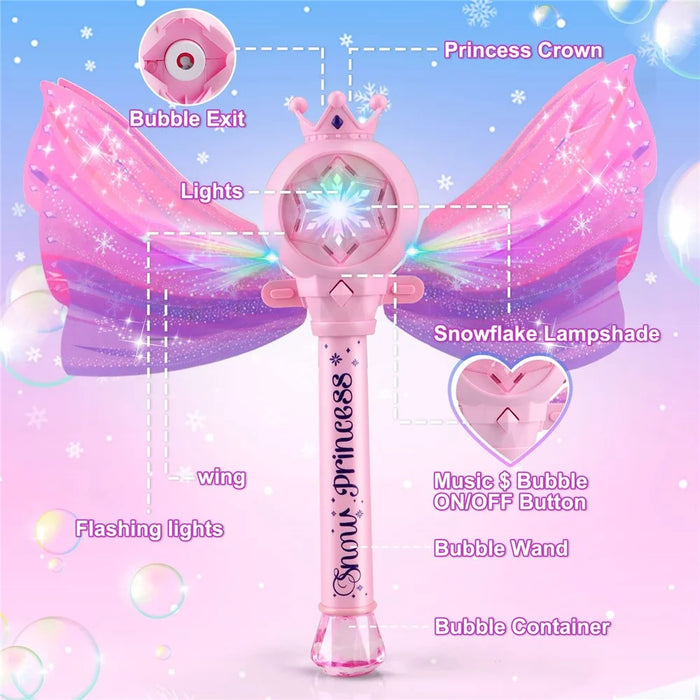 Princess Magic Wand Bubble Machine Kids Girls Soap Bubbles Generator Toy - 2