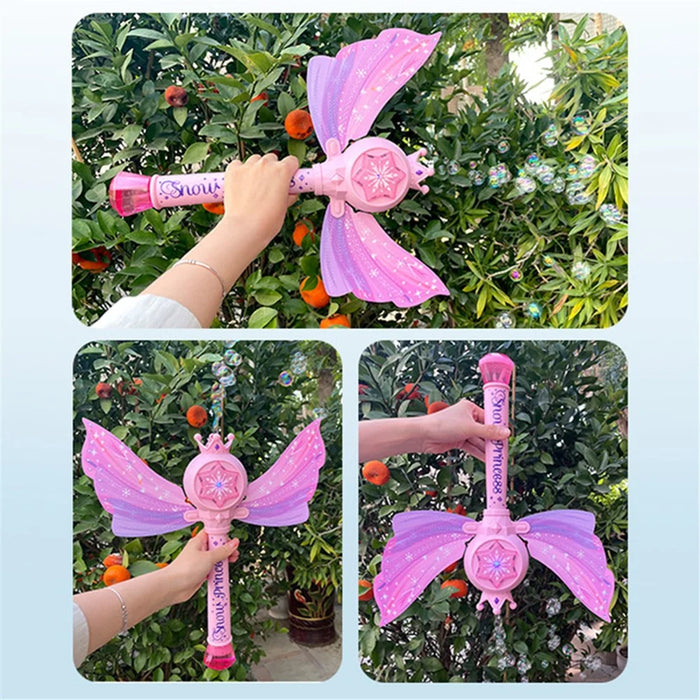 Princess Magic Wand Bubble Machine Kids Girls Soap Bubbles Generator Toy - 5