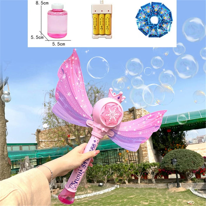 Princess Magic Wand Bubble Machine Kids Girls Soap Bubbles Generator Toy - 7