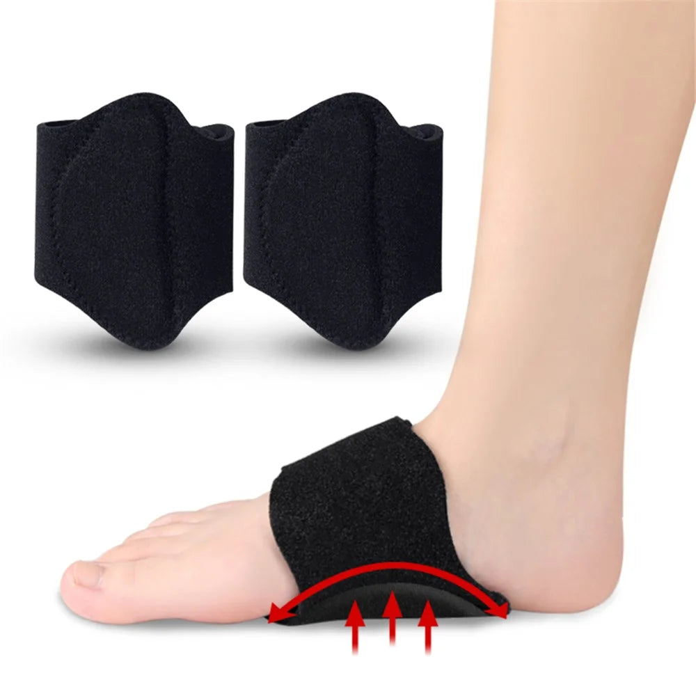 1 Pair Arch Support Insoles Orthopedic Foot Cushion Plantar Fasciitis Relief Adjustable Wrap - Black - 5
