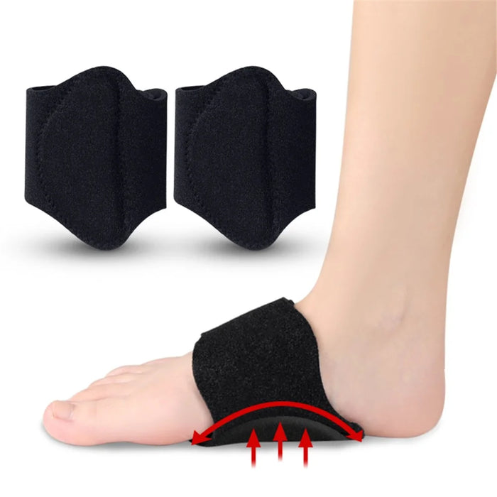 1 Pair Arch Support Insoles Orthopedic Foot Cushion Plantar Fasciitis Relief Adjustable Wrap - Black - 5