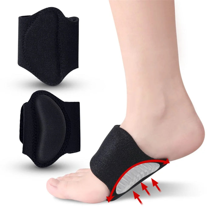 1 Pair Arch Support Insoles Orthopedic Foot Cushion Plantar Fasciitis Relief Adjustable Wrap - Black - 6