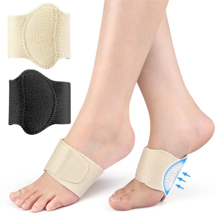 1 Pair Arch Support Insoles Orthopedic Foot Cushion Plantar Fasciitis Relief Adjustable Wrap - Black - 7