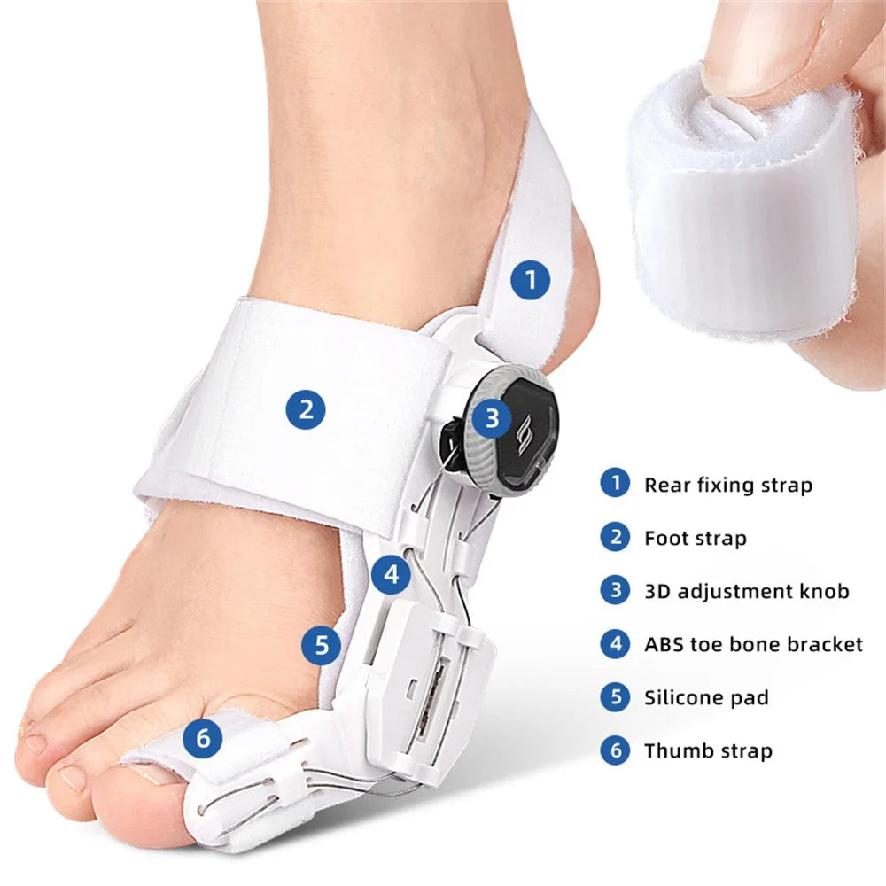 004 Adjustable Day and Night Bunion Corrector Toe Separator with Rotating Knob - White - 4