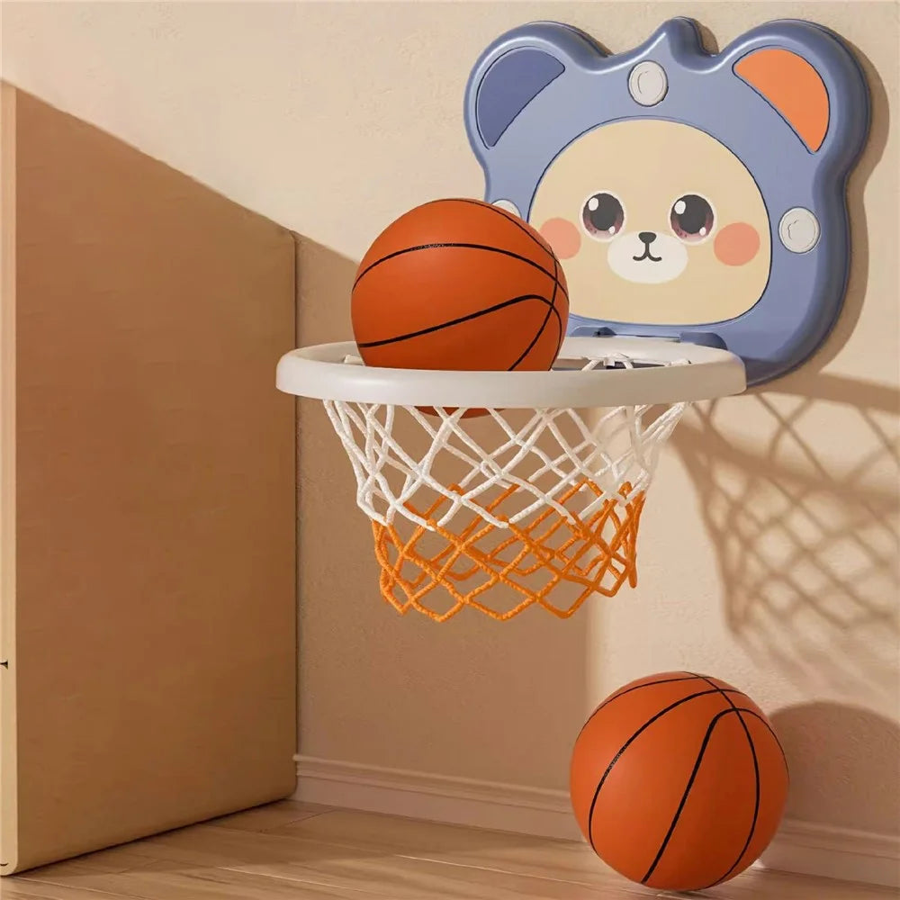 Indoor Kids Basketball Hoop Toddler Sports Activity Center Wall Mounted Adjustable Height Basket Board Set - Blue - 1