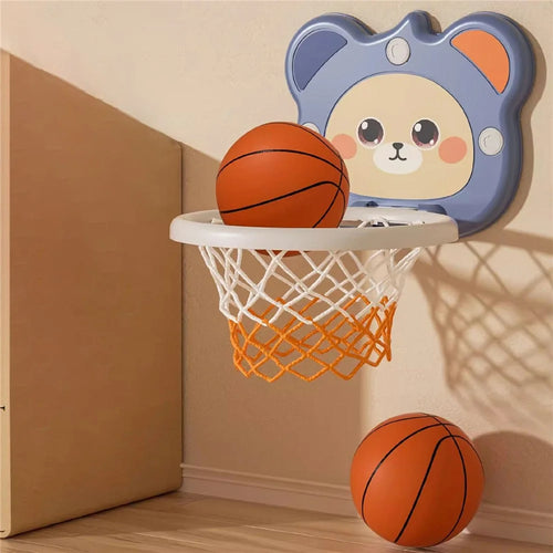 Indoor Kids Basketball Hoop Toddler Sports Activity Center Wall Mounted Adjustable Height Basket Board Set - Blue - 1