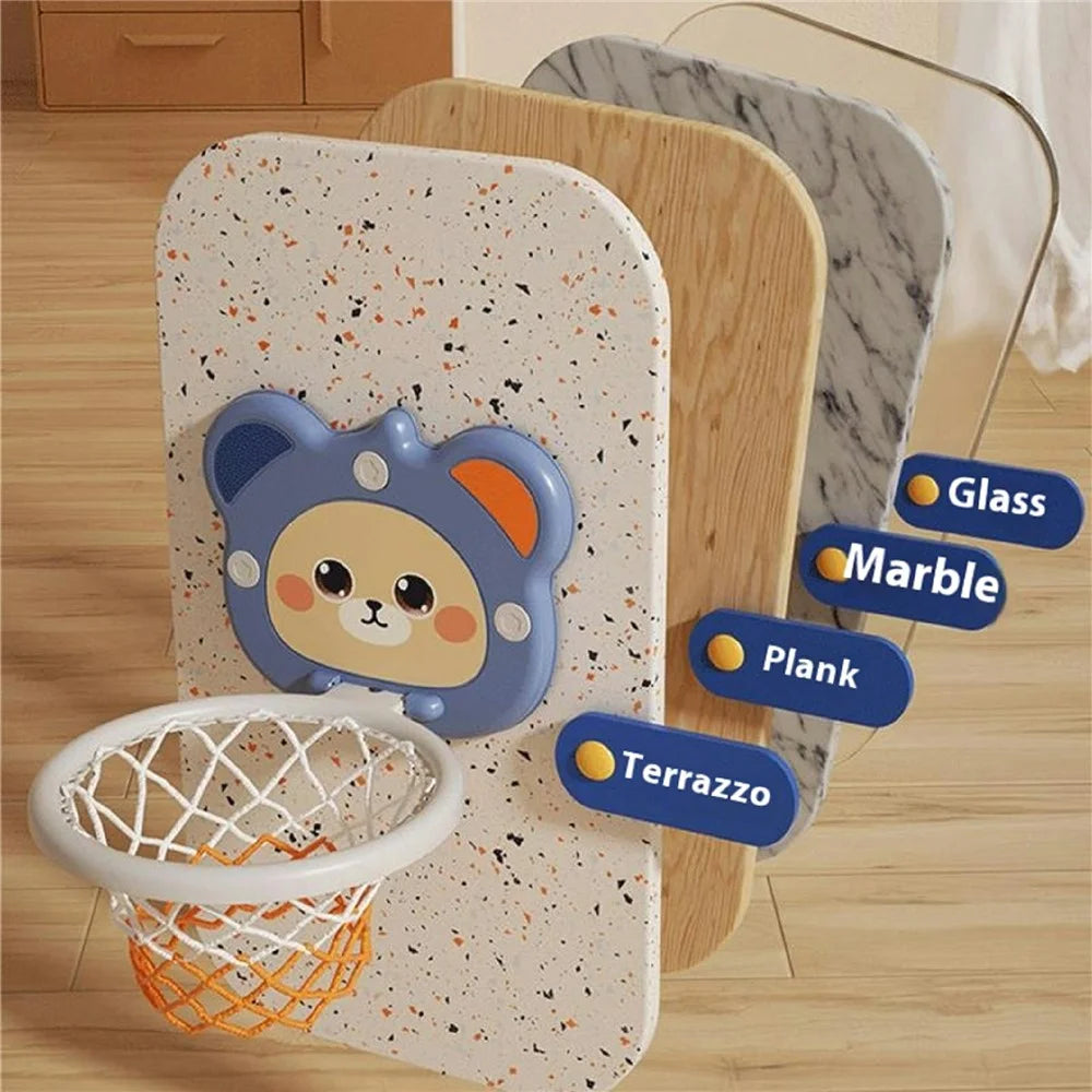 Indoor Kids Basketball Hoop Toddler Sports Activity Center Wall Mounted Adjustable Height Basket Board Set - Blue - 3