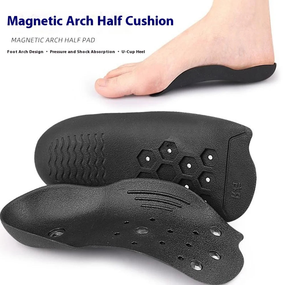 044 1 Pair Magnetic Arch Support Half Insoles Foot Orthotic Insert for Pain Relief  /  Posture Improvement, Size L - 4