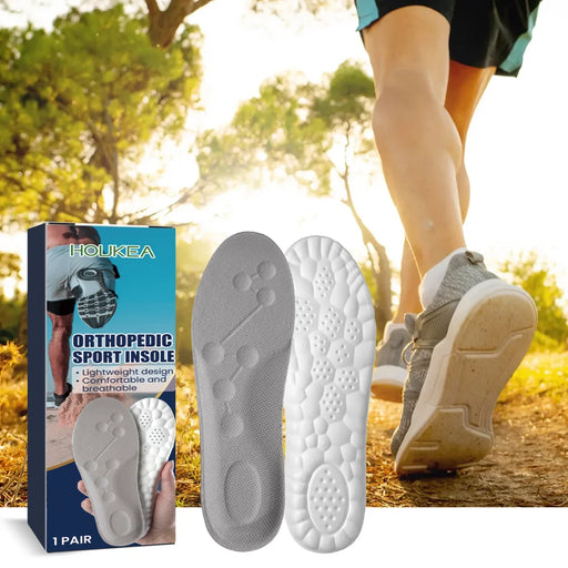 HOUKEA Orthotic Insoles 4D Shock Absorption Arch Support Plantar Fasciitis Flat Feet Correction - 1 Pair - 2