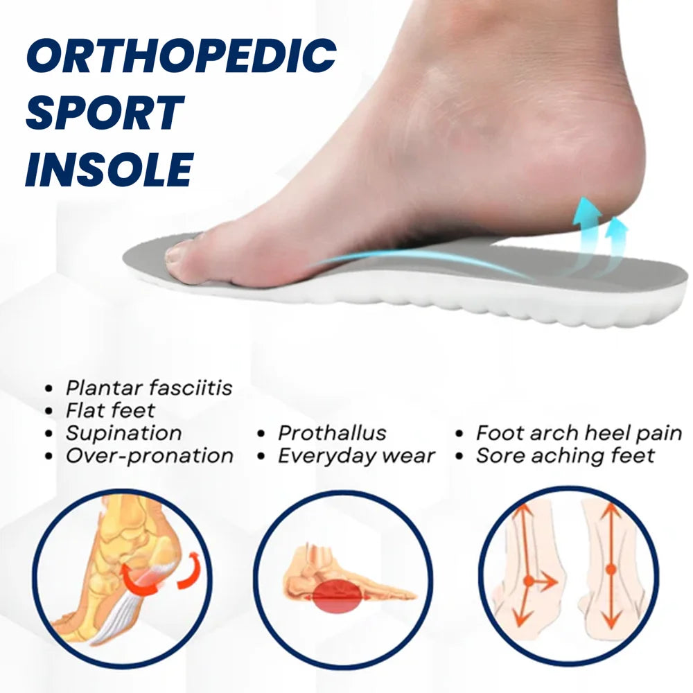 HOUKEA Orthotic Insoles 4D Shock Absorption Arch Support Plantar Fasciitis Flat Feet Correction - 1 Pair - 3