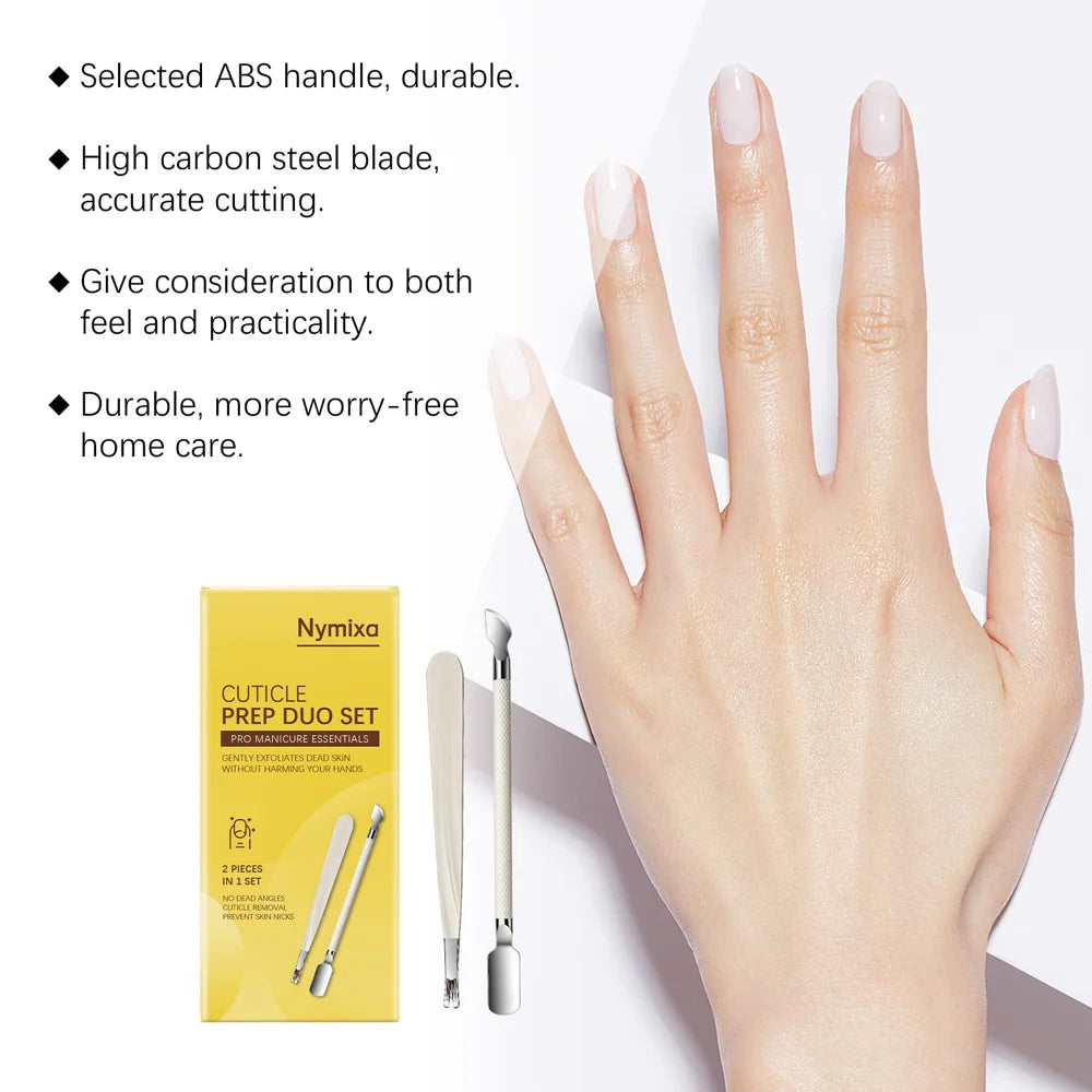 NYMIXA 2Pcs Cuticle Care Set Dead Skin Remover Nail Cuticle Fork Pusher for Manicure Pedicure - 1 Set - 4
