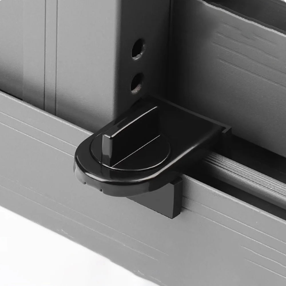 Sliding Window Auxiliary Safety Lock No-Drill Adjustable Window Stopper Clips Child Safety Limiter for Aluminum Rail - Black - 1