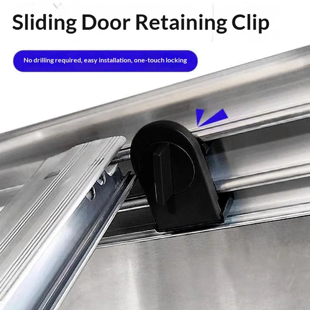 Sliding Window Auxiliary Safety Lock No-Drill Adjustable Window Stopper Clips Child Safety Limiter for Aluminum Rail - Black - 3